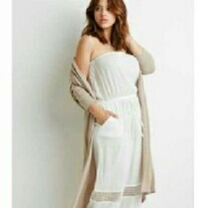 Forever 21 Plus White Linen Jumpsuit