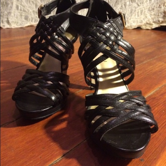 Strappy Black Leather Heels