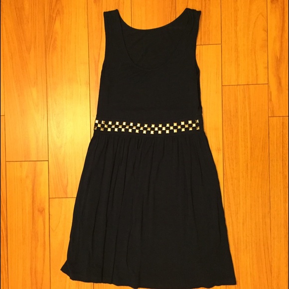Dark blue beaded sleeveless dress