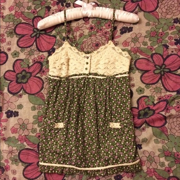 Green and Beige Floral Shirt