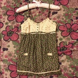 Green and Beige Floral Shirt