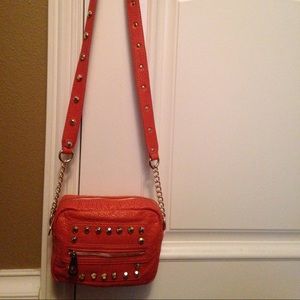 Gianni Bini genuine soft leather cross bag orange