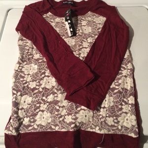 NWT BY EYE CANDY SZ SMALL JUNIORS TOP LACE OVERLAY