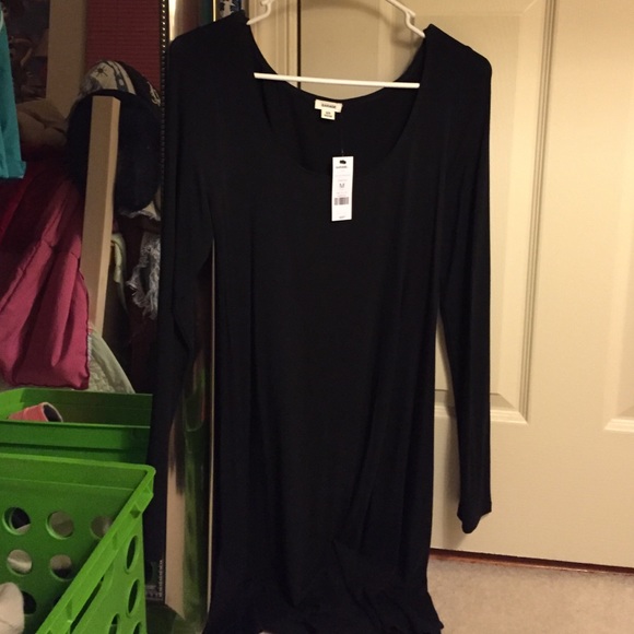 Long sleeve black scoop dress