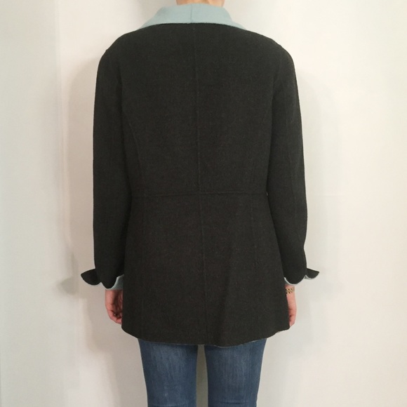 Saks Fifth Avenue Charcoal & Blue Reversible Coat - Picture 4 of 4