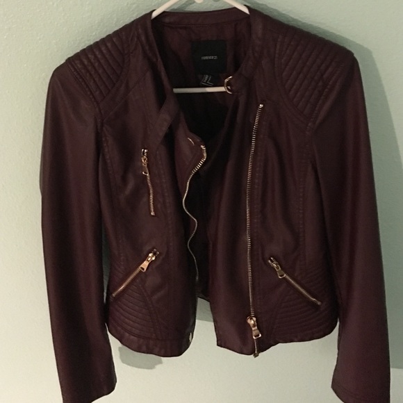 Forever 21 Faux burgundy Leather Jacket