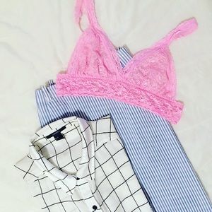 Pink Triangle Cut Lace Bralette