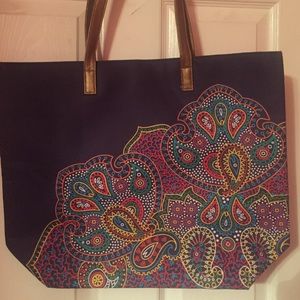 Purple lotus flower tote