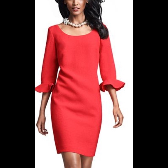 Ann Taylor Dress. Flounce 3/4 Ruffle Sleeves.