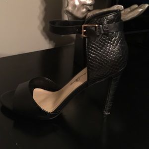 Black leather heels