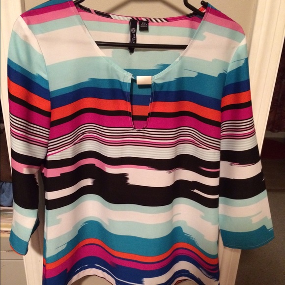 Milano Petite Women's Med. Polyester Stripped Top