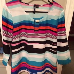 Milano Petite Women's Med. Polyester Stripped Top