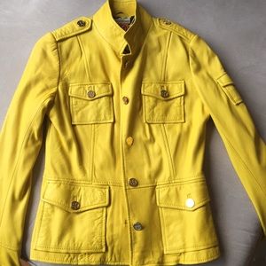 Tory Burch yellow leather jacket.