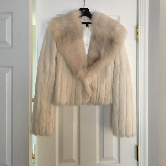 Winter white 100% rabbit fur coat, size small
