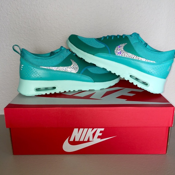 Nike Air Max Thea Turquoise Swarovski Crystals - Picture 2 of 3