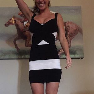 Bebe bandage dress size small Black and White