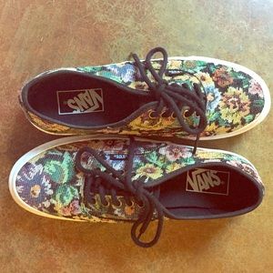 Flowery fabric vans