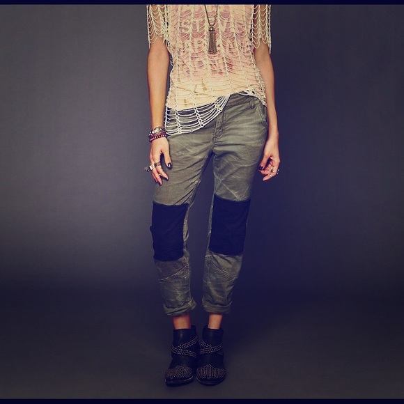 Patched twill herringbone pant freepeople