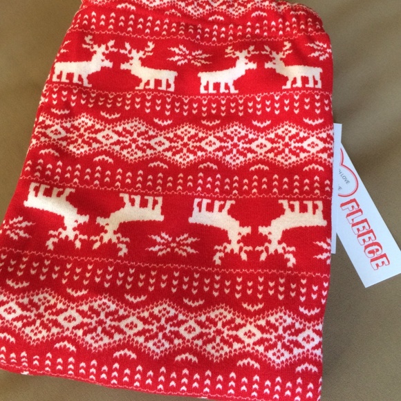 🚫SOLD🚫 Reindeer RED Fleece Leggings - Picture 2 of 3