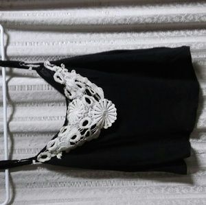 Black and white lace crop top