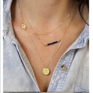 Three layered gold plated necklace
