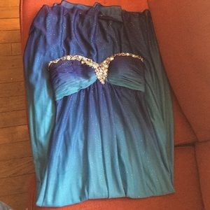 Deb blue prom dress.