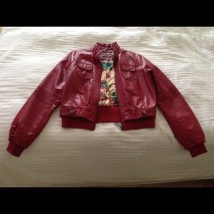 Red faux leather jacket by I2 Sears. Sz L large