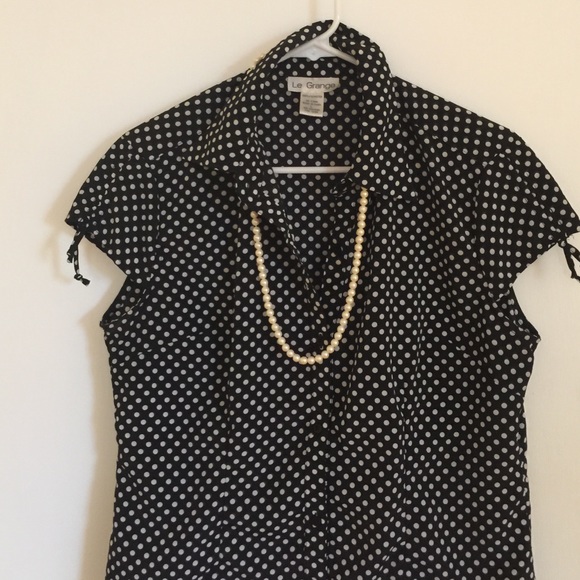 Reduced!!! Black & white Polka Dot Sleeve Blouse - Picture 2 of 4