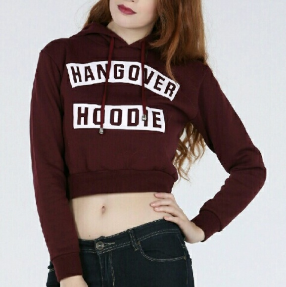 ❌❌ON HOLD❌❌ NEW Maroon cropped Hangover Hoodie
