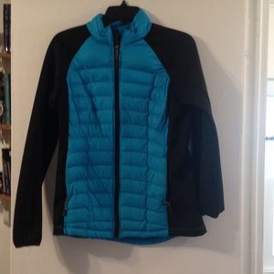 Turquoise/black down jacket