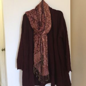 REDUCED WINE COLOR  long Swing Cardigan SIZELG