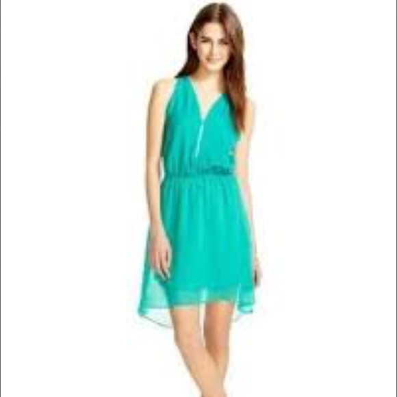 Zip front chiffon dress sea