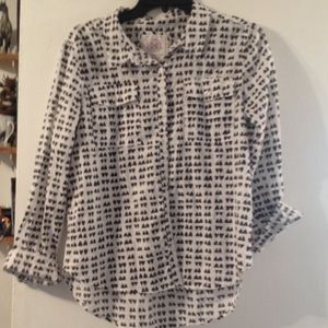 Heart print button up shirt