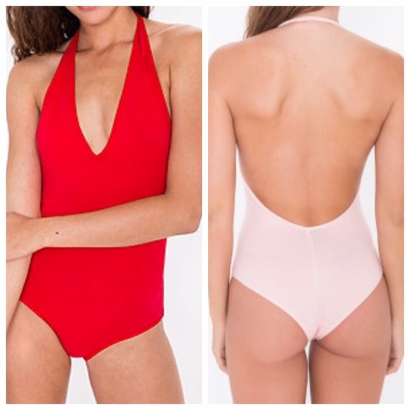 🆕 American Apparel Halter Leotard Red Bodysuit