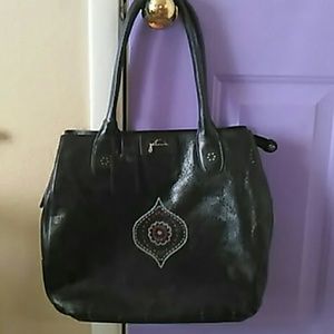 Petunia Picklebottom Black embossed obsidian tote