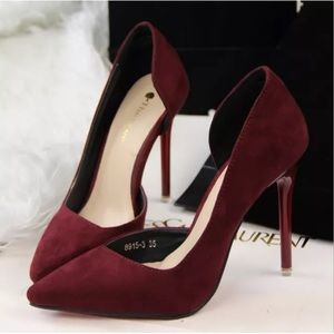 wine stiletto heels