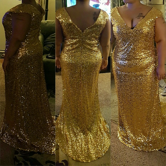 Gold Sequin Floor length Gown