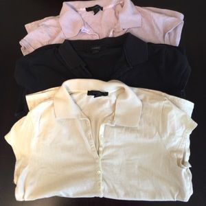 3 Express polos, sz L, Lt purple, yellow & black