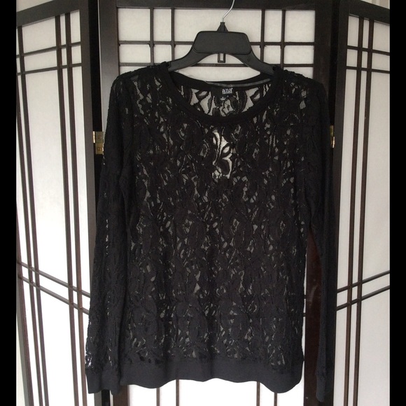 A.n.a. Sheer black blouse
