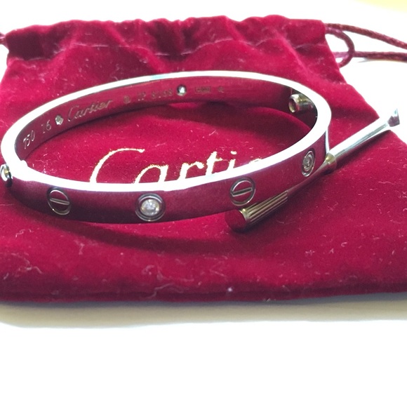 Silver Screw love bracelet with stones