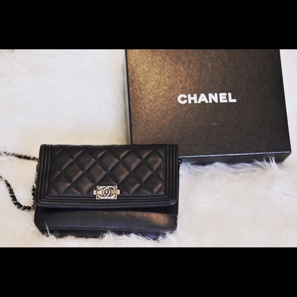 Authentic Chanel Le Boy WOC on silver