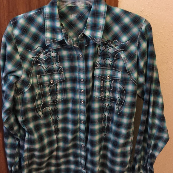 Cute western snap shirt by ROCK 47, large