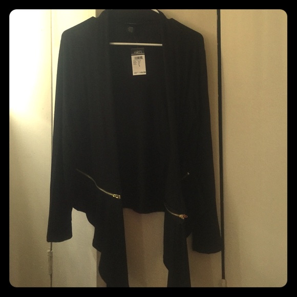 Black cardigan with gold zippers - Picture 1 of 3