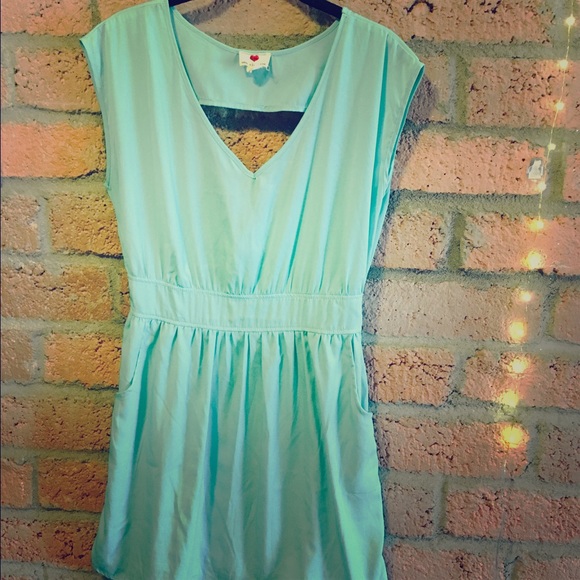 Teal Flattering Open Back Dress