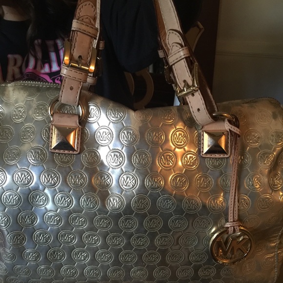 Gold Michael Kors large Grayson satchel