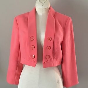 Coral cropped blazer