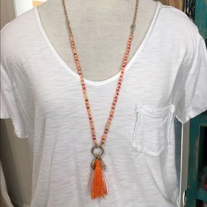 Orange tassel necklace