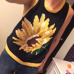 Vintage sunflower knit tank