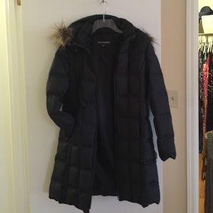 PRICE REDUCEDBlack Down Coat with Fur trimmed hood