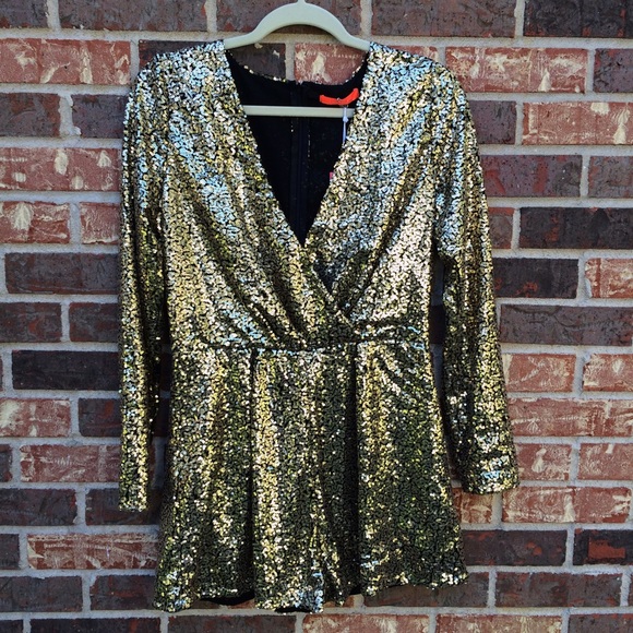 Gold sequin romper
